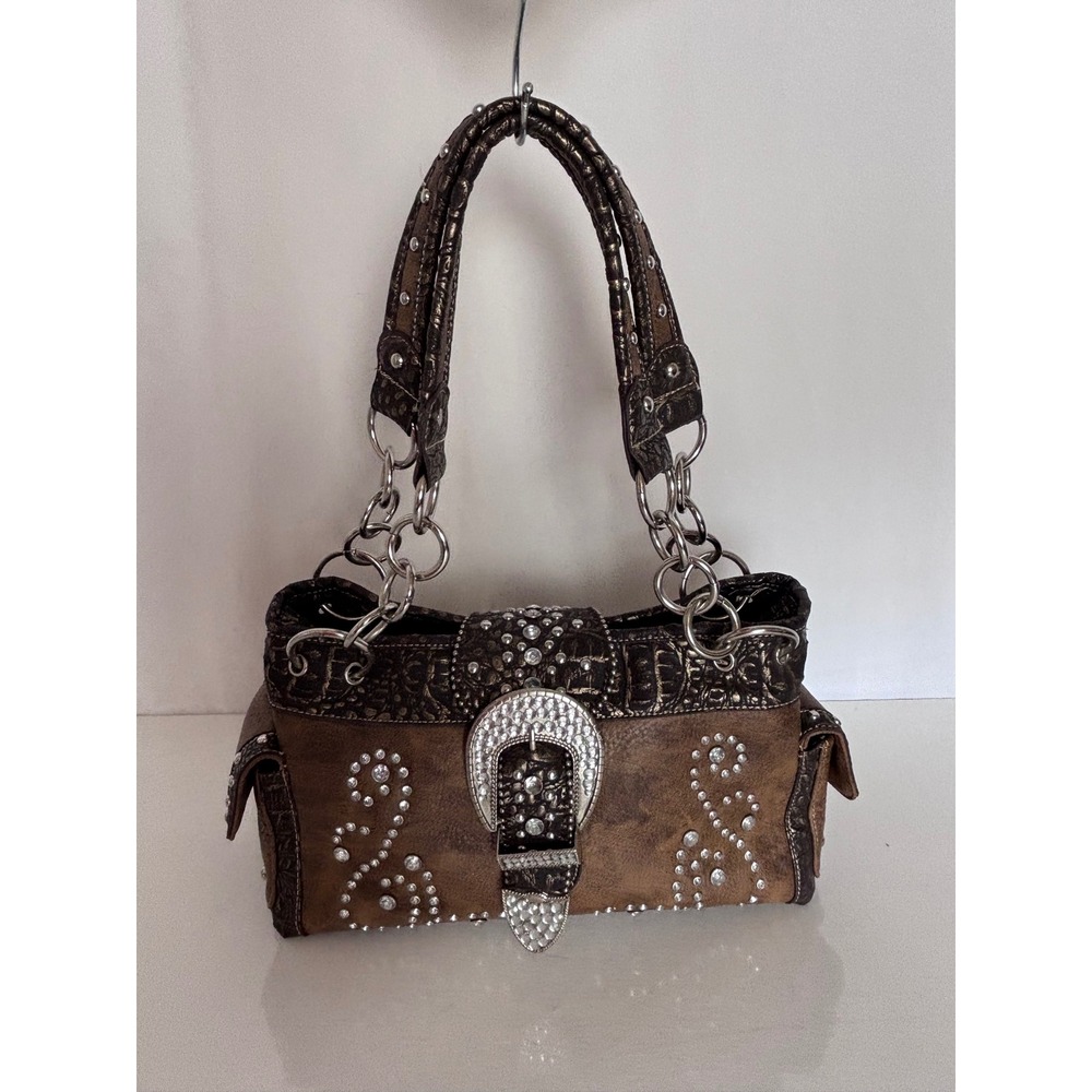 Montana West Concealed Carry Purse Western Shoulder Bag Rhinestone Buckle Y2K
